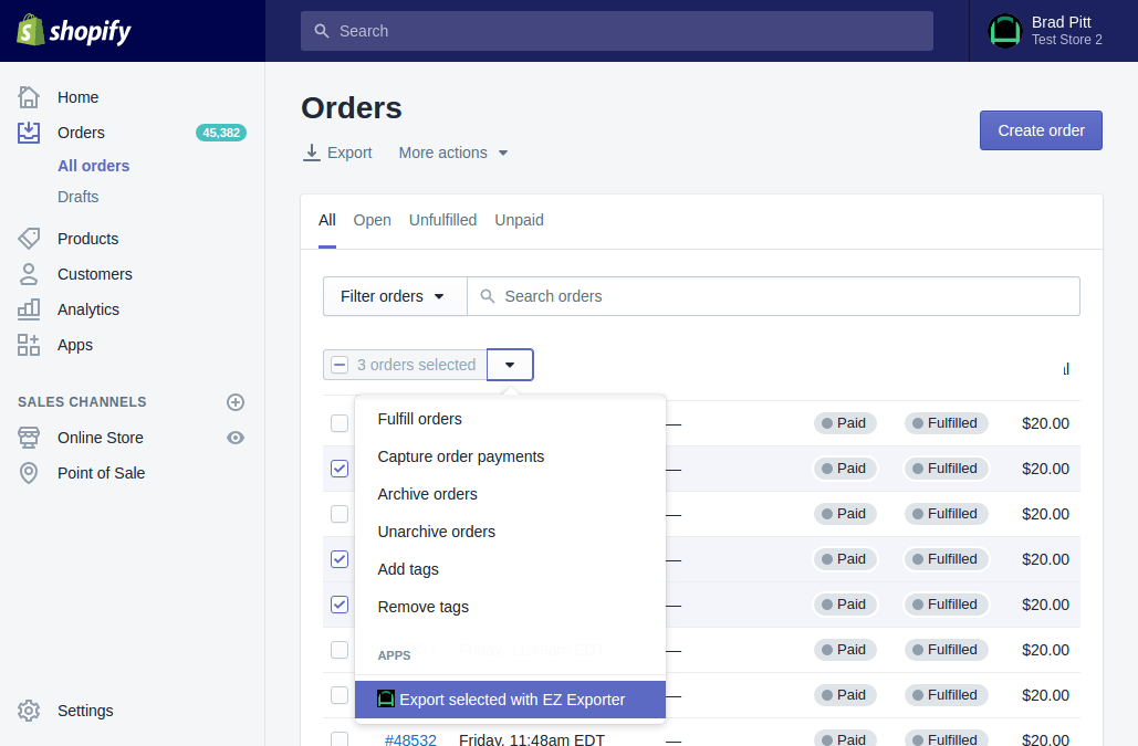 Export Information page image